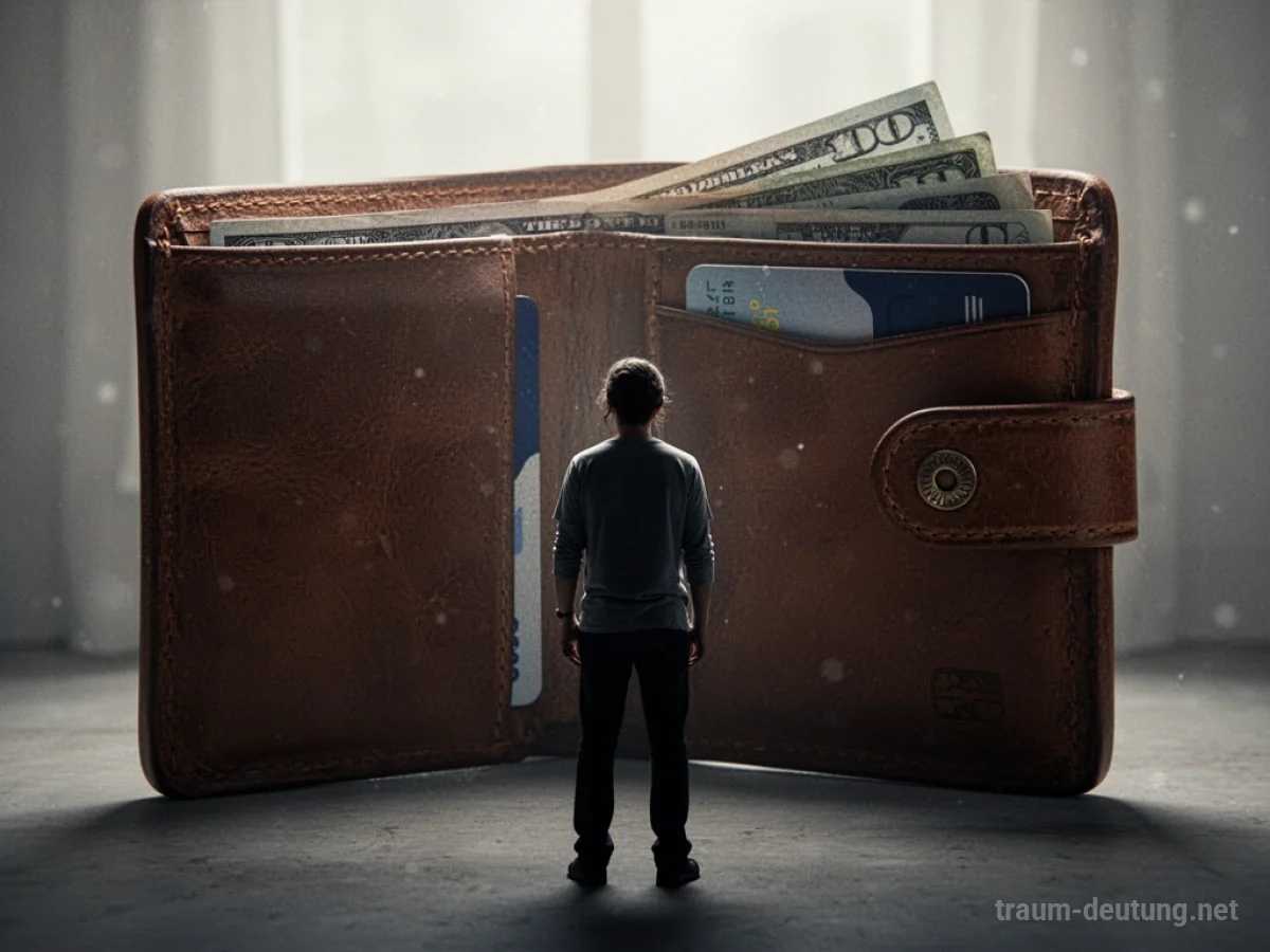 Person steht vor leerer Brieftasche im Traum