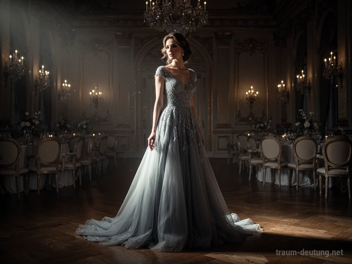 Frau trägt ein elegantes Abendkleid in einem festlichen Saal