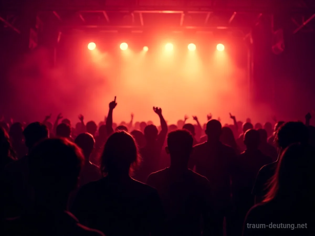 Menschenmenge auf einem Konzert vor einer beleuchteten Bühne