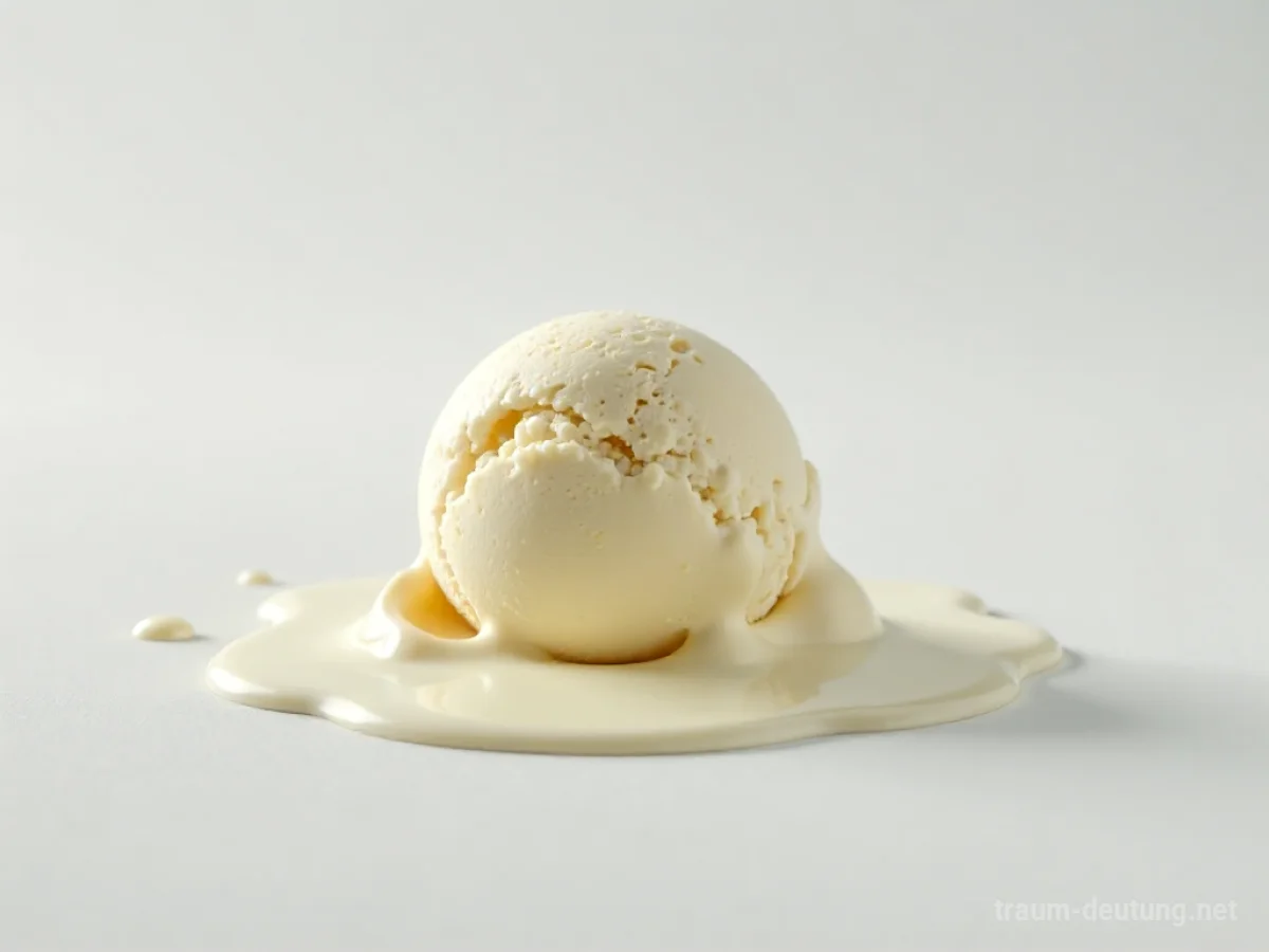 Eine schmelzende Eiskugel auf hellem Untergrund