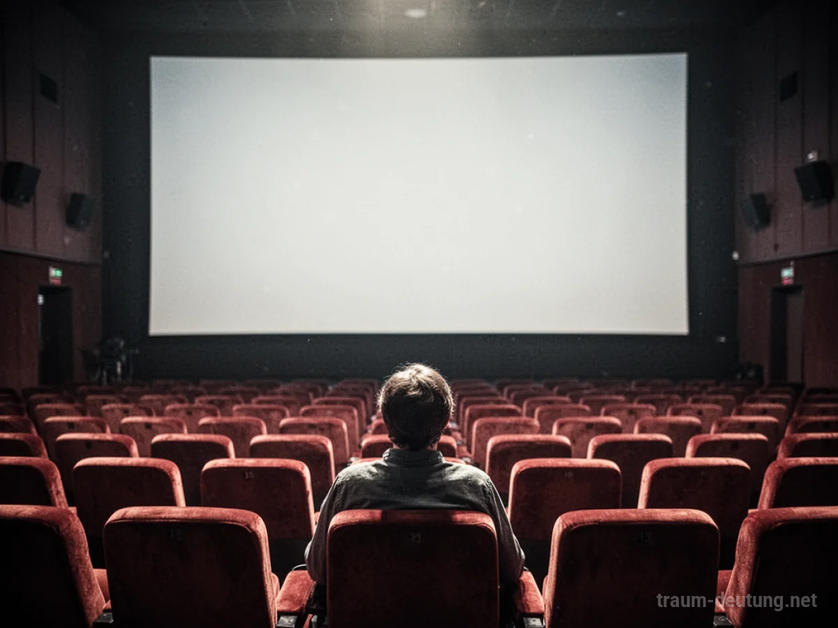 Leere Sitzreihe im Kino, die erste Reihe ist hervorgehoben.