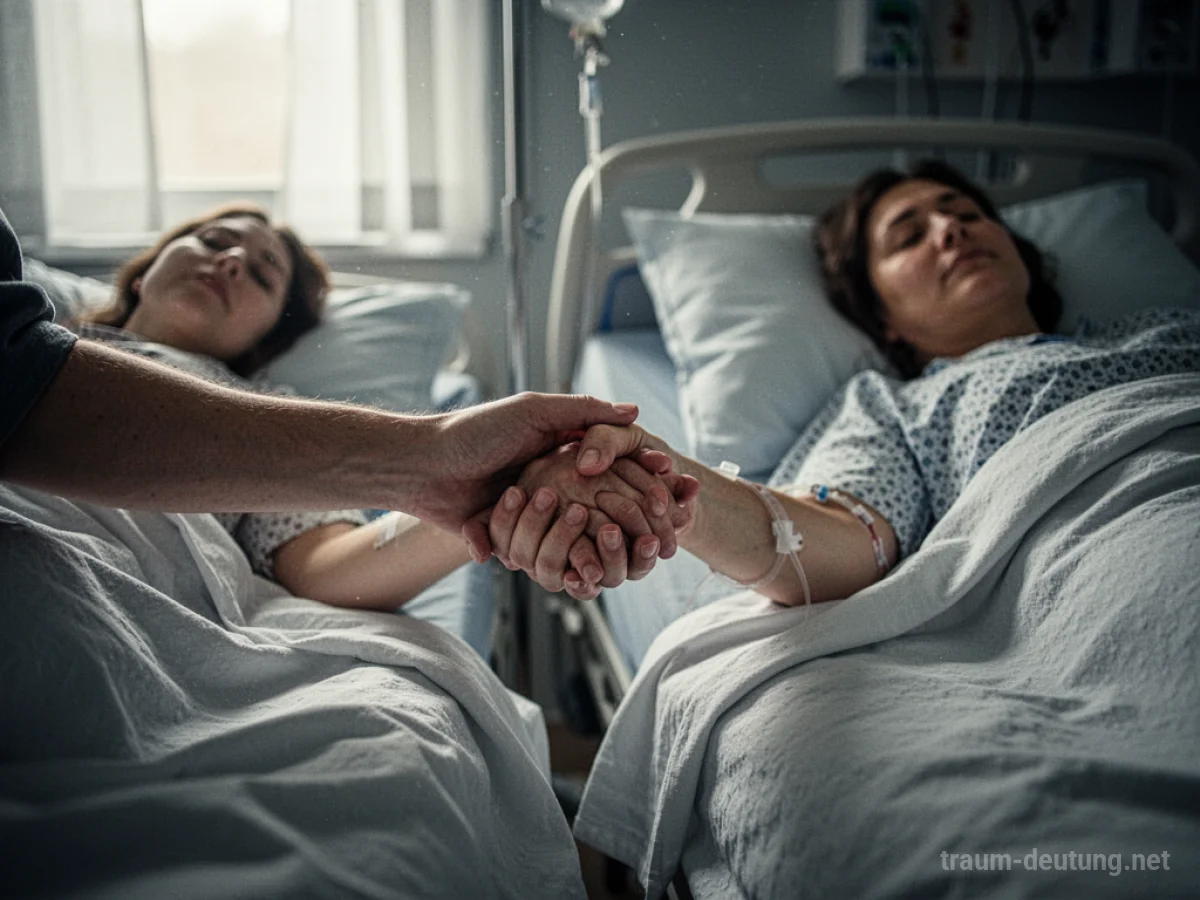 Besuch im Krankenhaus: Eine Hand hält die Hand eines Freundes im Bett.