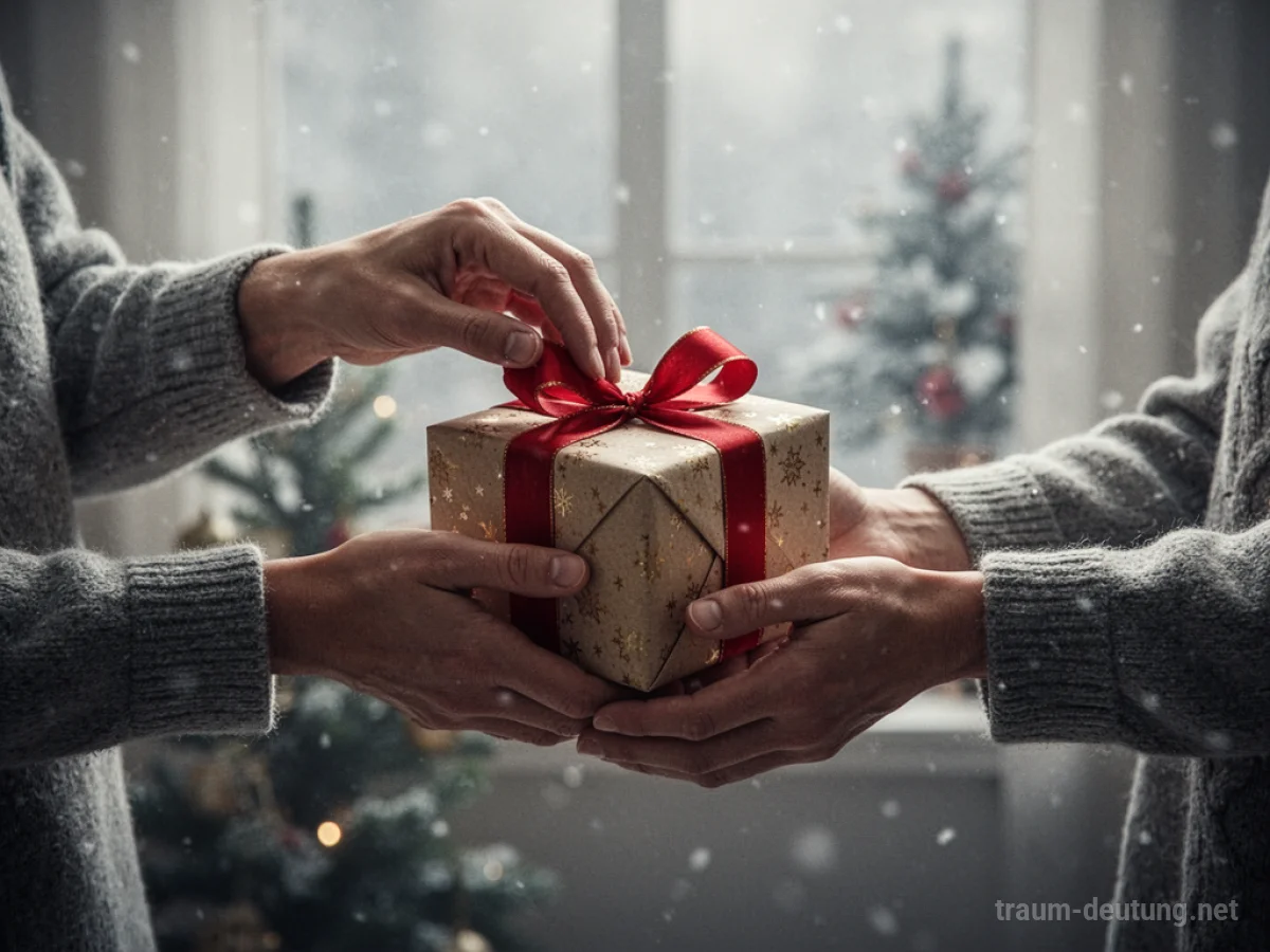 Hände, die ein Geschenk überreichen