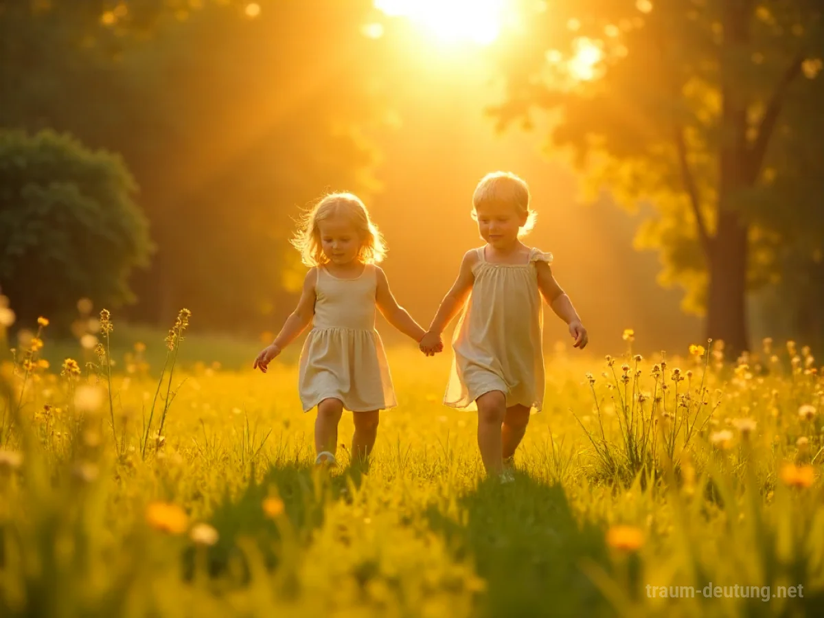 Kinder spielen glücklich auf einer sonnigen Wiese