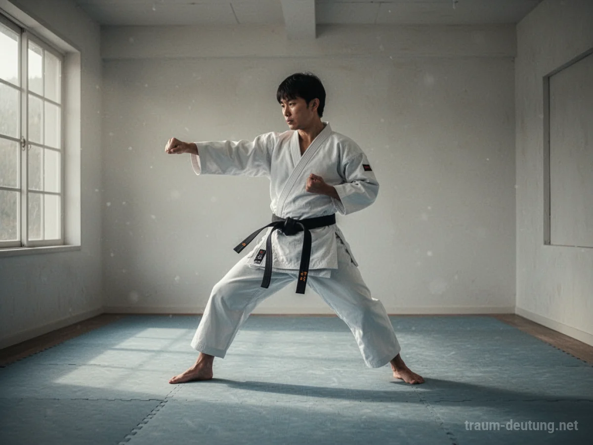 Person, die Karate-Bewegungen ausführt im Dojo