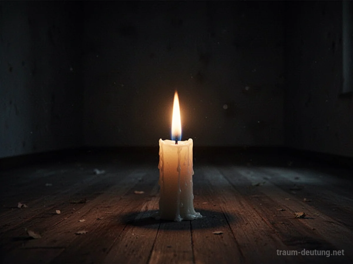 Eine einzelne, brennende Kerze in dunkler Umgebung, die Licht spendet.