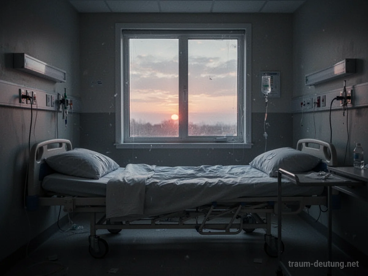 Ein Krankenhauszimmer mit einem Bett und einem Fenster, durch das die Morgensonne scheint.