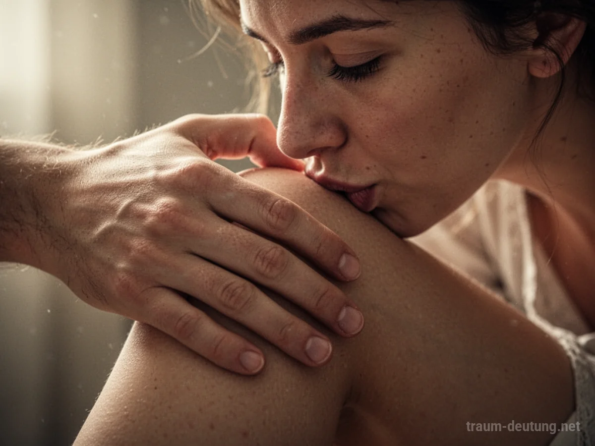Eine Hand küsst sanft ein Knie im Traum