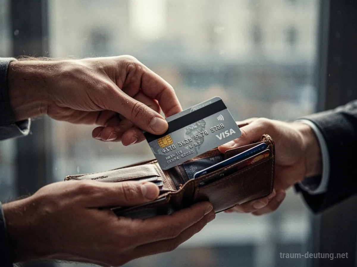 Hand nimmt Kreditkarte aus einem Portemonnaie