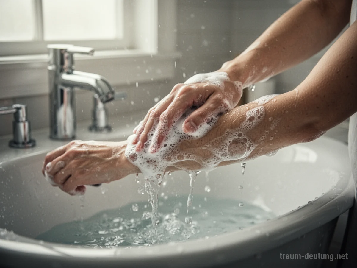 Person wird im Traum am Arm von einer Hand mit Seife gewaschen