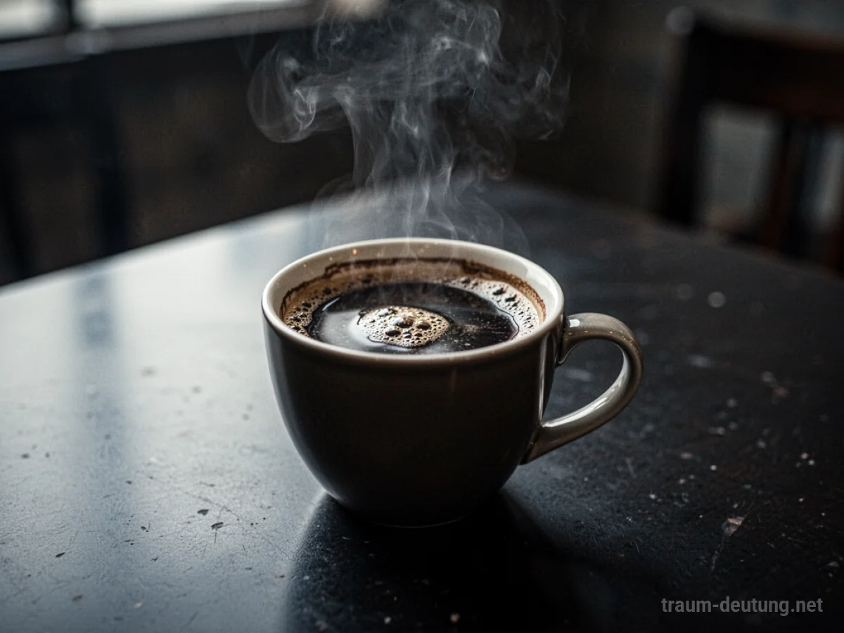 Eine Kaffeetasse mit bitter aussehendem, dunklem Kaffee.