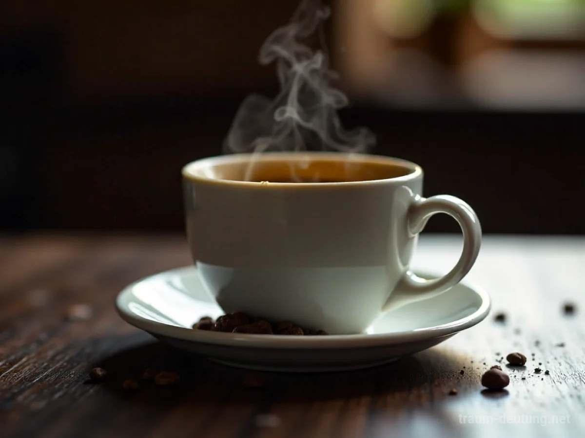 Überlaufender Kaffee aus einer Tasse auf einem Holztisch
