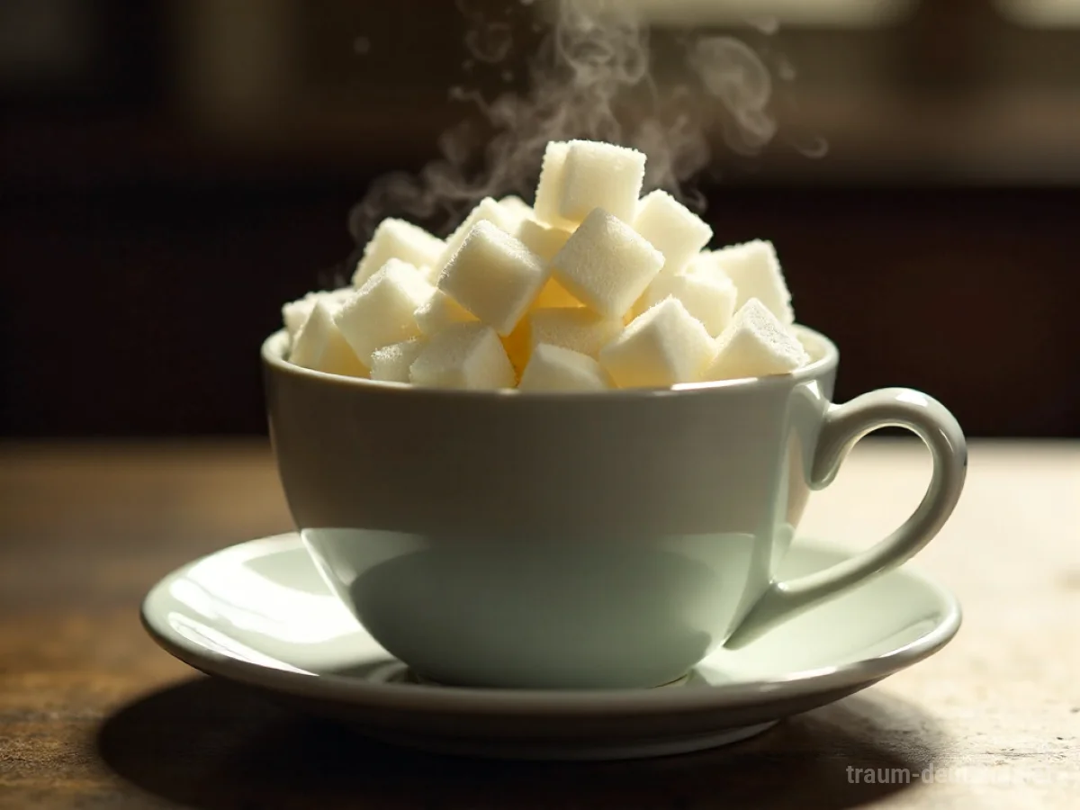 Tasse Kaffee mit übermäßig vielen Zuckerwürfeln