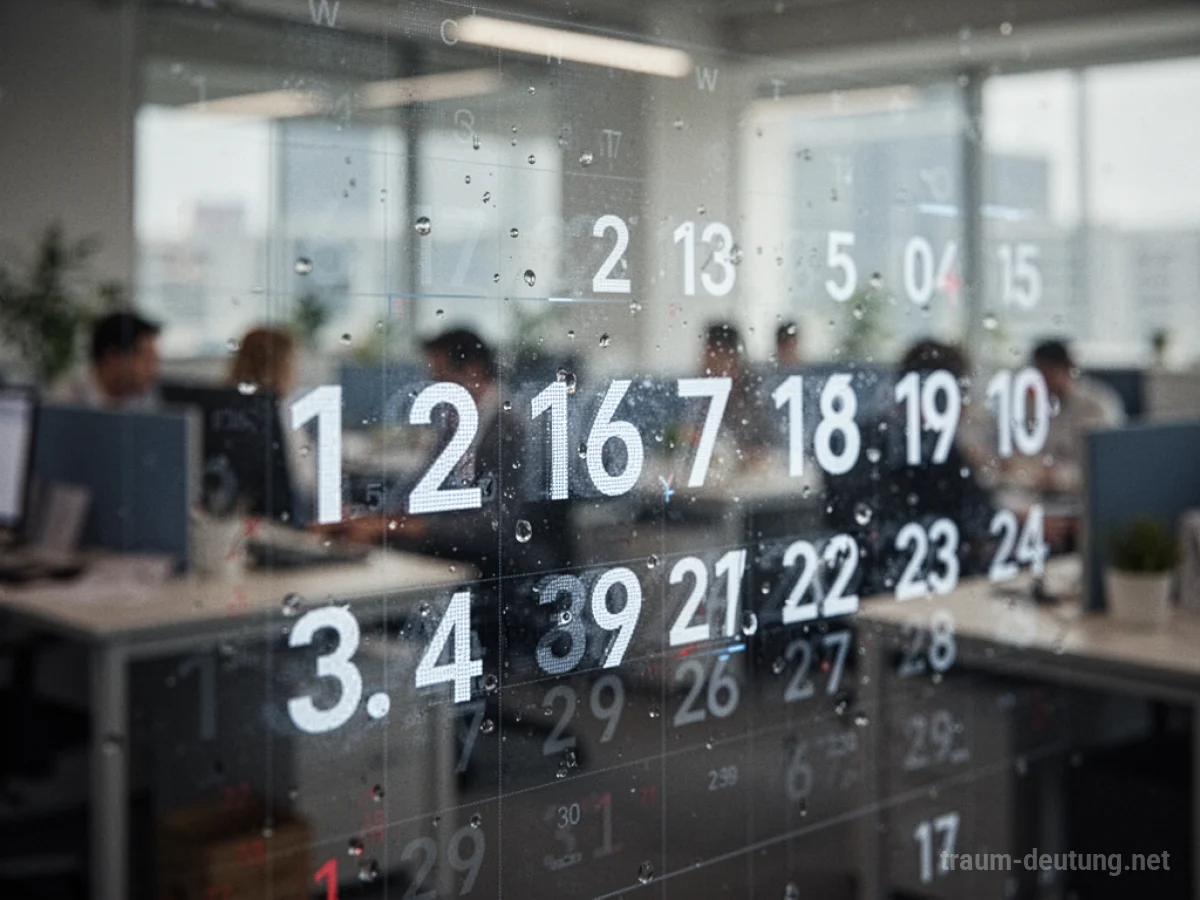 Digitaler Kalender zeigt schnell sinkende Zahlen, im Hintergrund unscharfes Büro.
