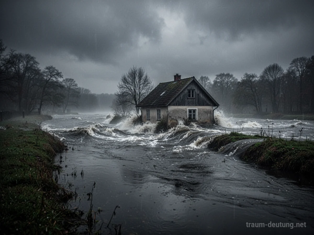 Kanalwasser steigt bedrohlich schnell an und droht ein Haus zu überfluten.