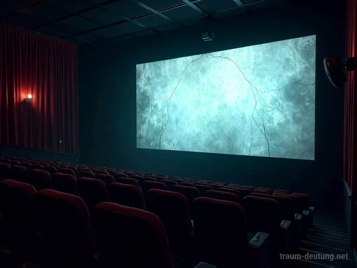 Kaputte Leinwand in einem dunklen Kinosaal