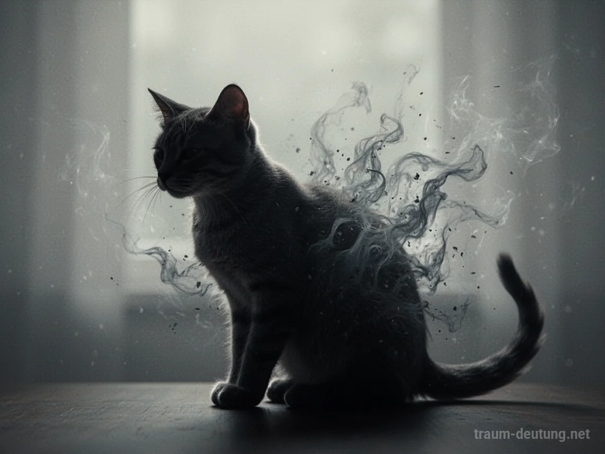 Silhouetten einer Katze mit angedeuteten Verletzungen im Traum