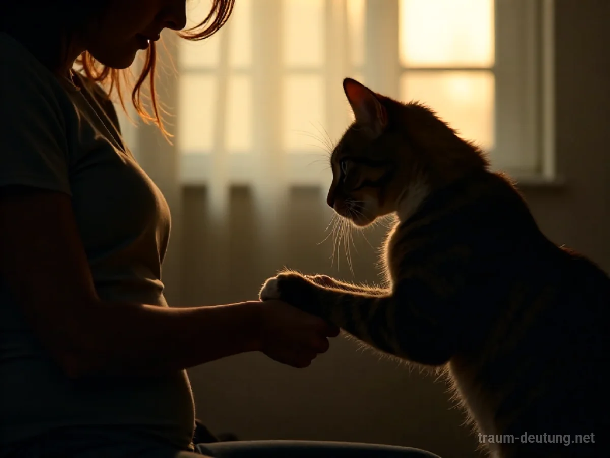 Eine Katze mit ausgefahrenen Krallen, die auf eine Hand zukommt.