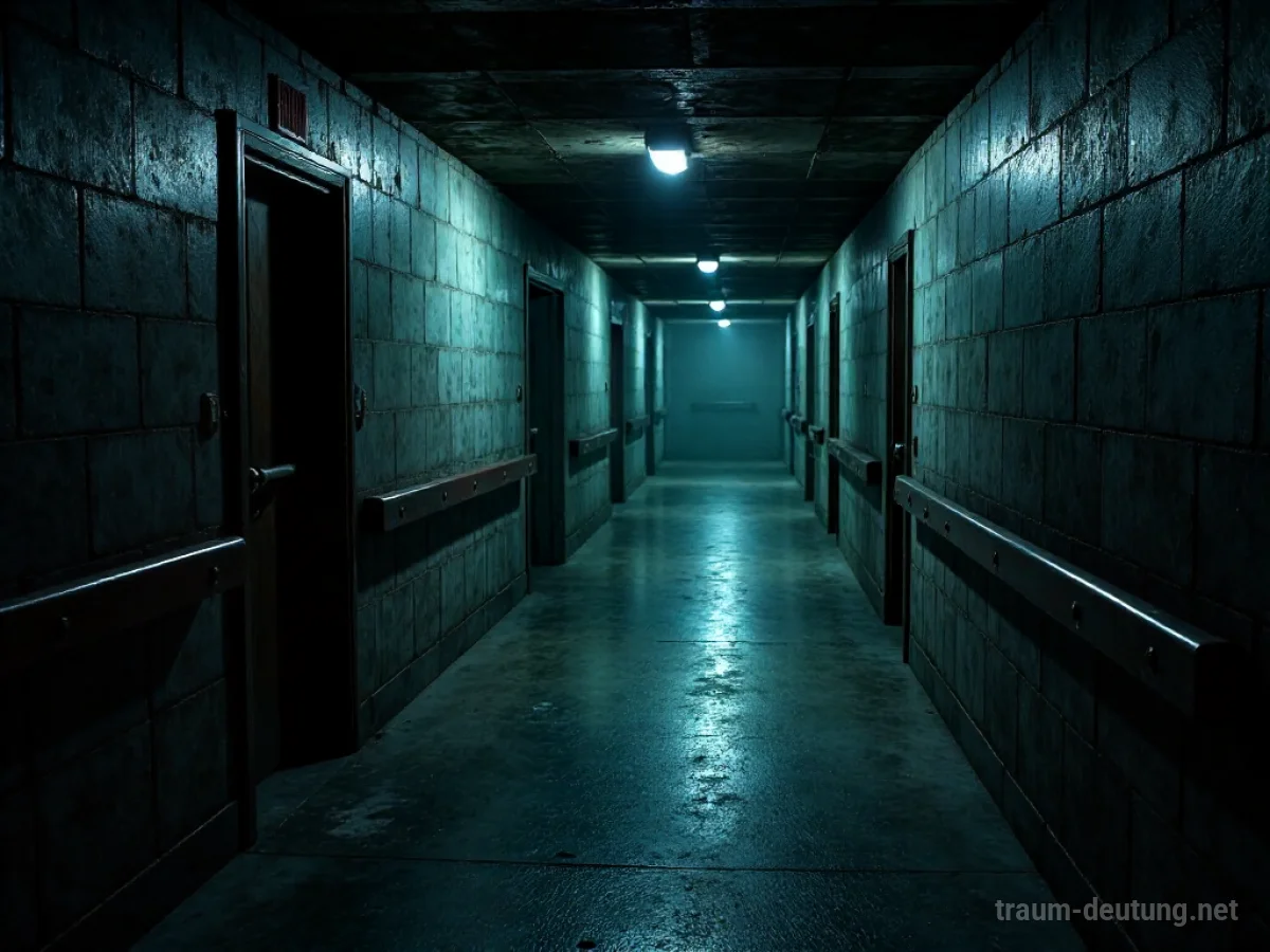 Dunkler, labyrinthartiger Keller mit verwinkelten Gängen.