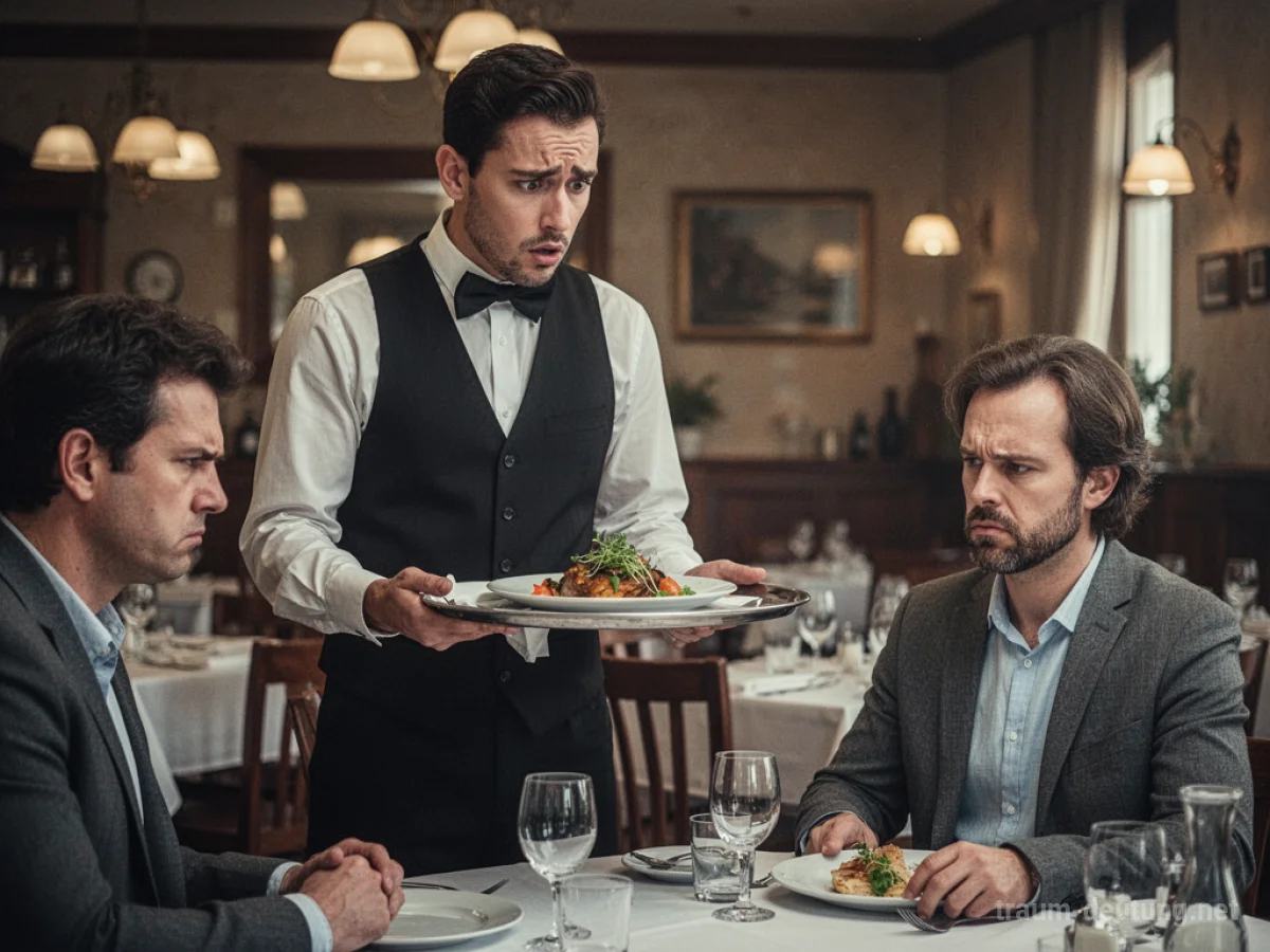 Kellner mit falscher Bestellung am Tisch im Restaurant