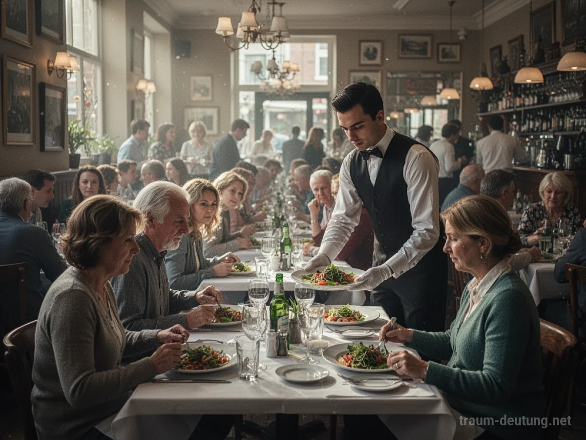 Kellner bedient Gäste in einem belebten Restaurant