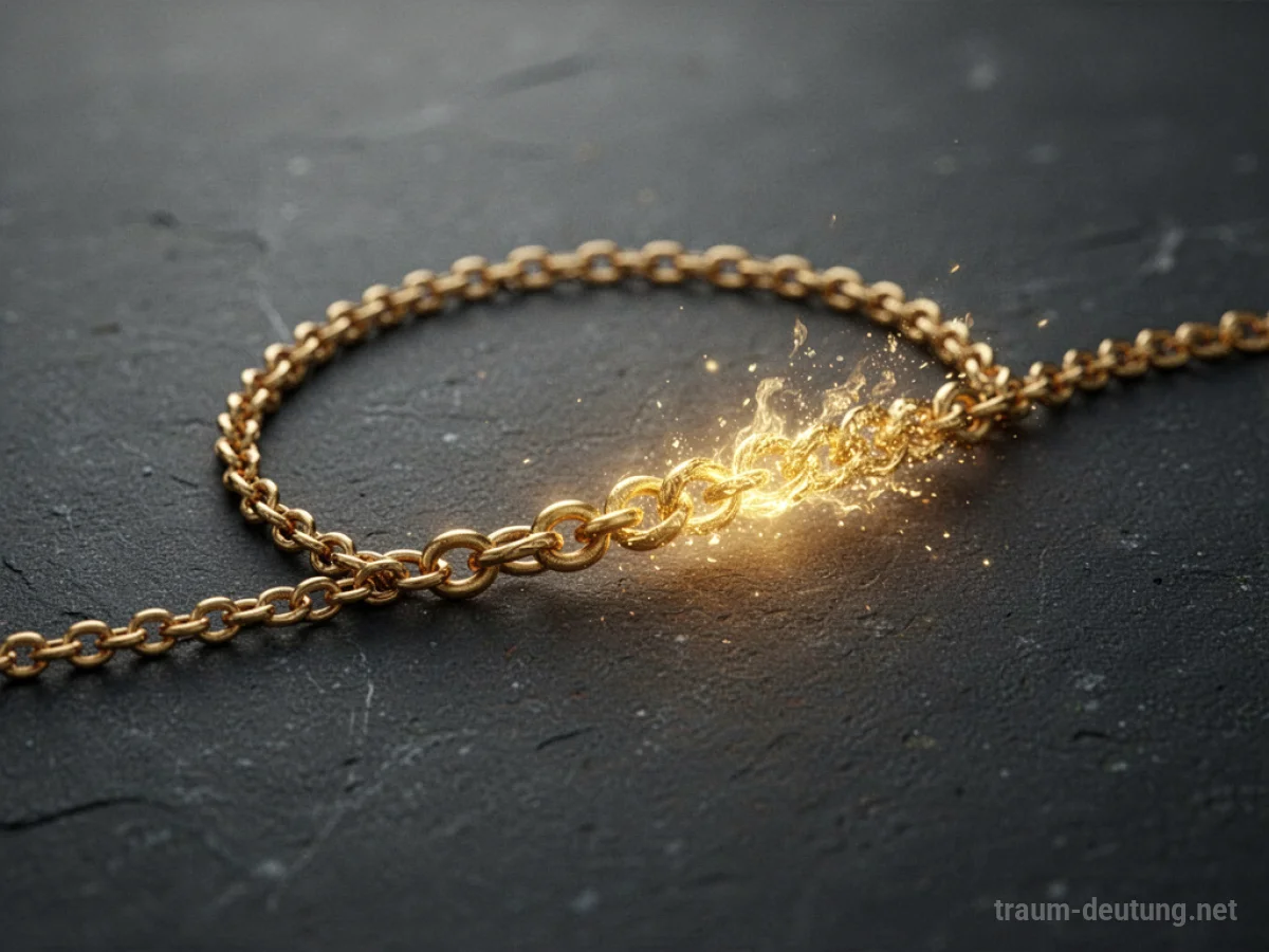Eine Kette, die sich von stumpfem Metall zu glänzendem Gold verwandelt.