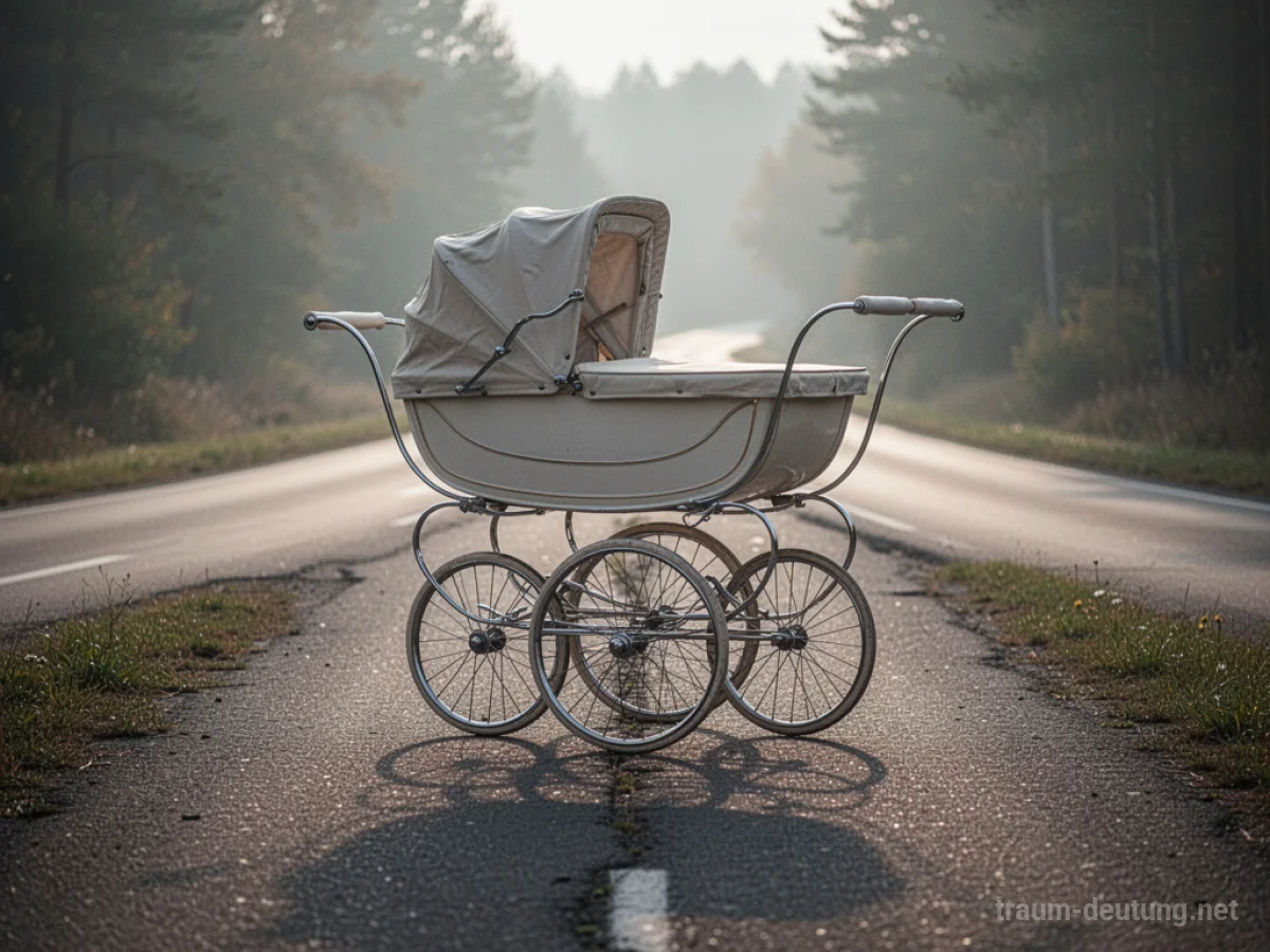 Ein Kinderwagen versperrt einen Weg im Traum