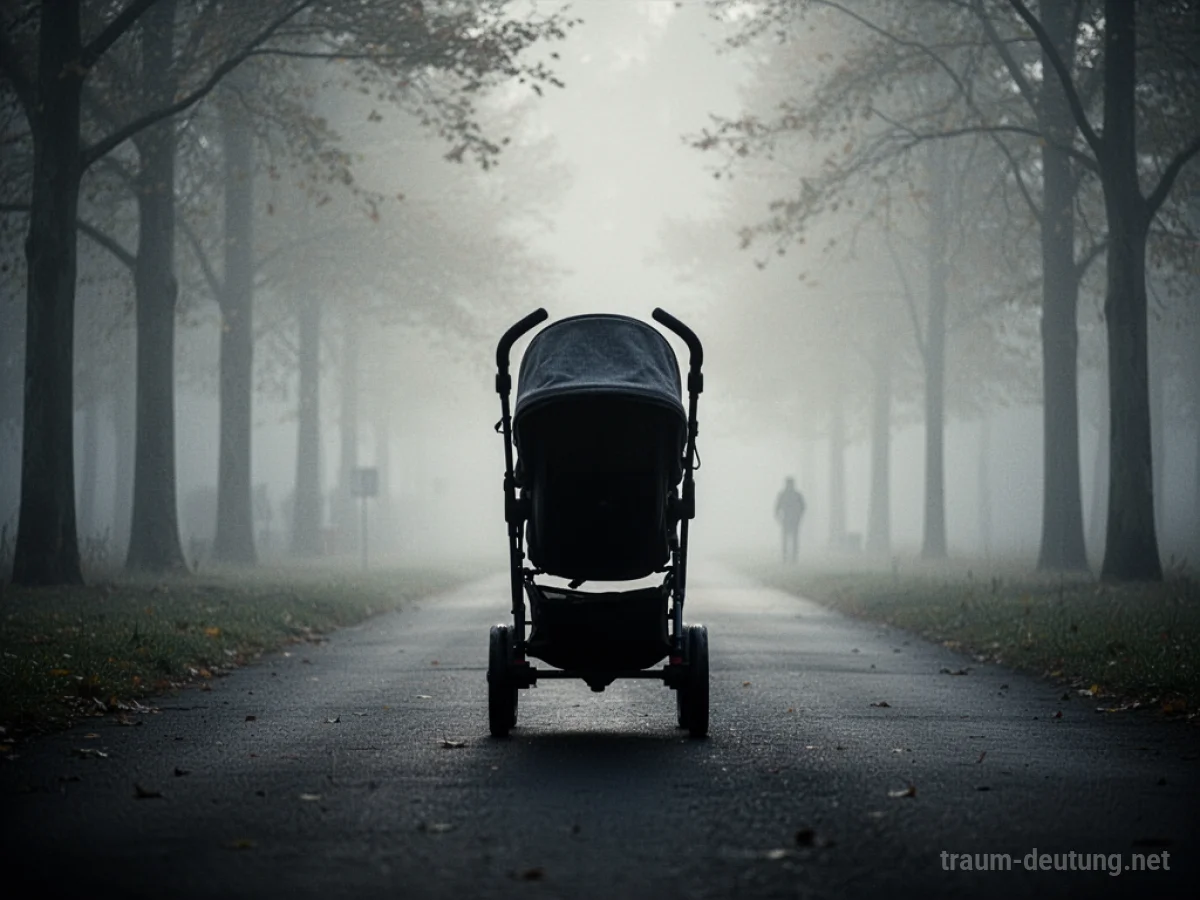 Silhouette eines gestohlenen Kinderwagens in der Ferne
