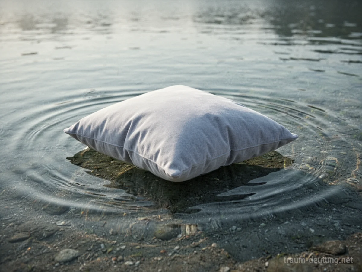 Ein Kissen schwimmt auf klarem Wasser
