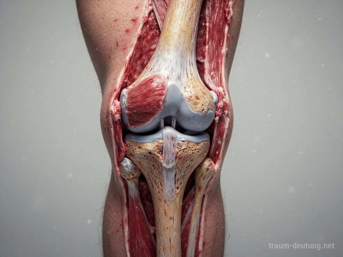Menschliches Kniegelenk ohne Haut, anatomische Details sichtbar