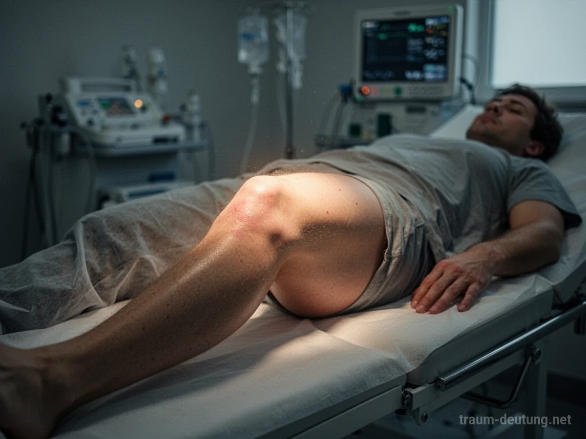 Symbolische Darstellung einer Knieoperation im Traum mit sanftem Licht