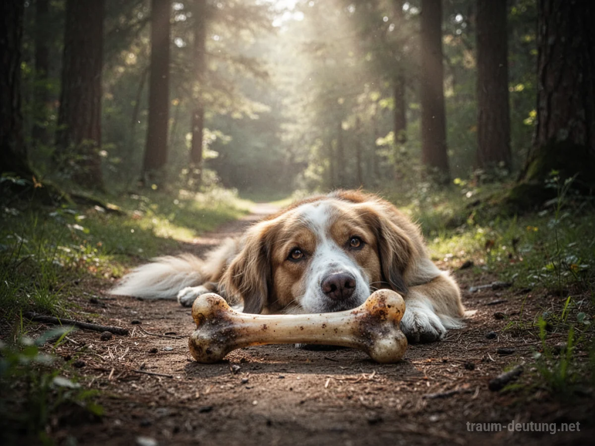 Ein Hundeknochen liegt auf einem Waldweg.