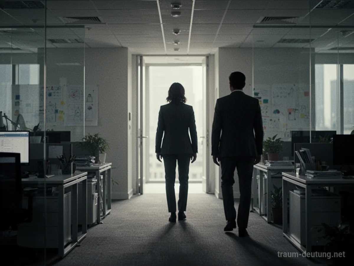 Silhouette einer Person, die sich im Büro von einer anderen Person trennt