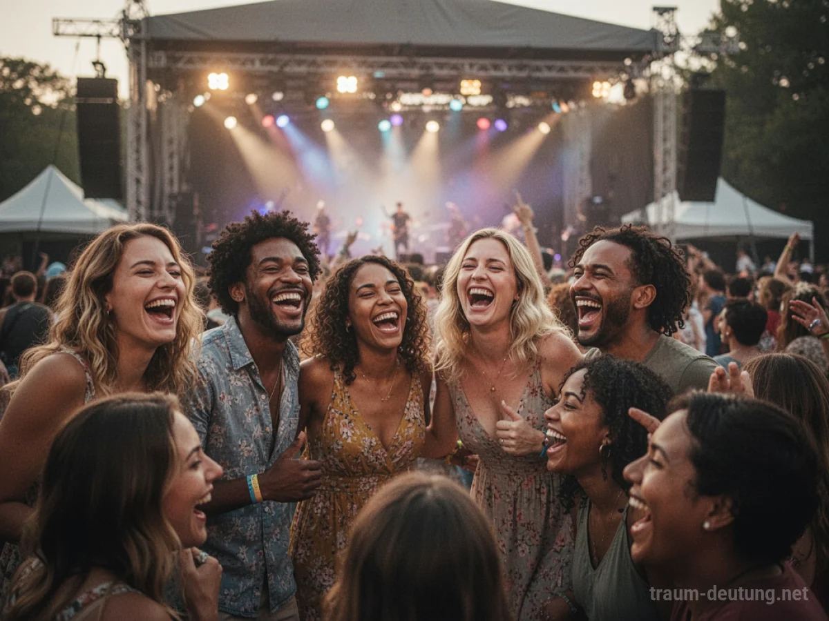 Freunde genießen gemeinsam ein Konzert bei warmem Licht.
