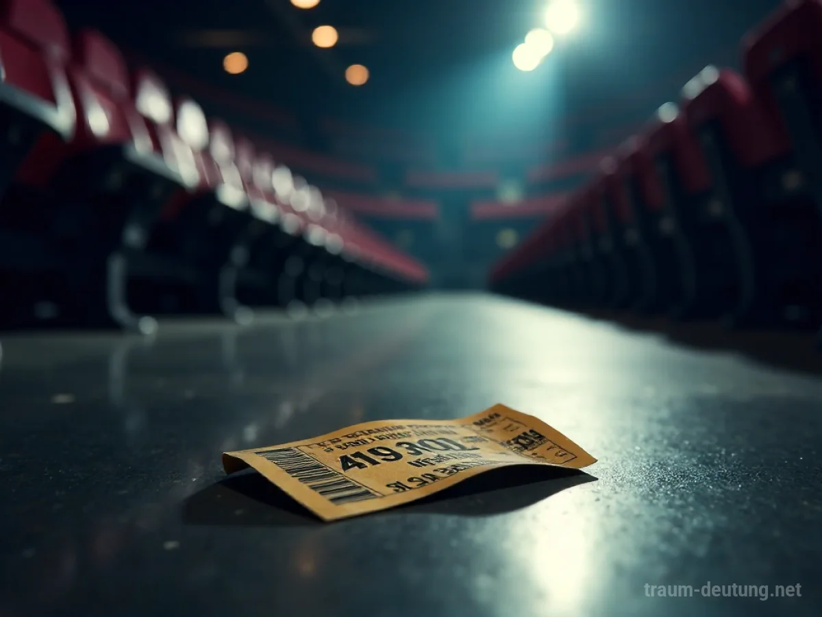 Ein verlorenes Konzertticket liegt auf dem Boden eines leeren Stadions.