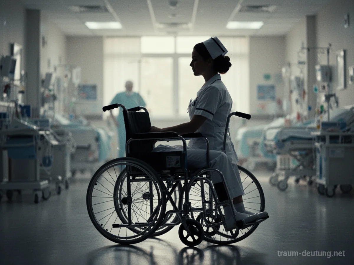 Krankenschwester im Rollstuhl als Silhouette
