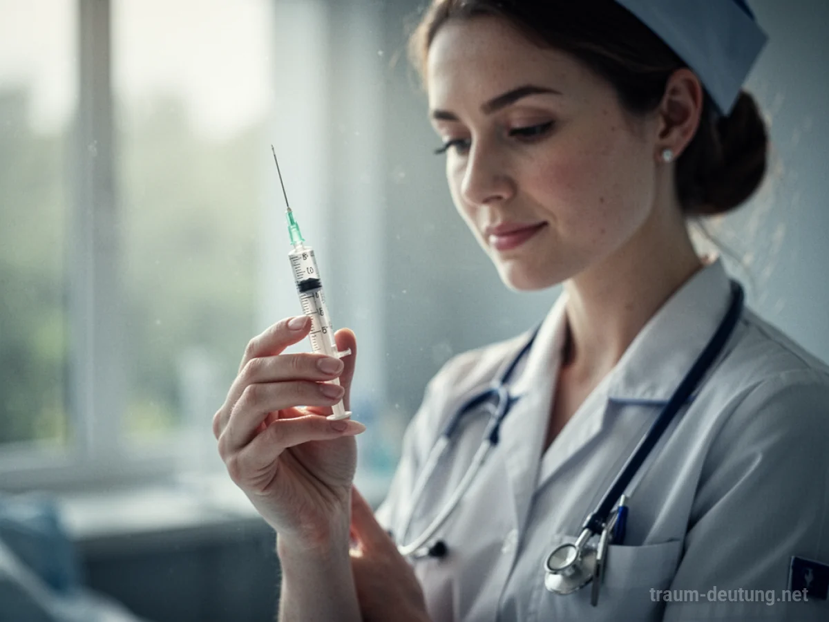 Krankenschwester hält Spritze für Blutentnahme