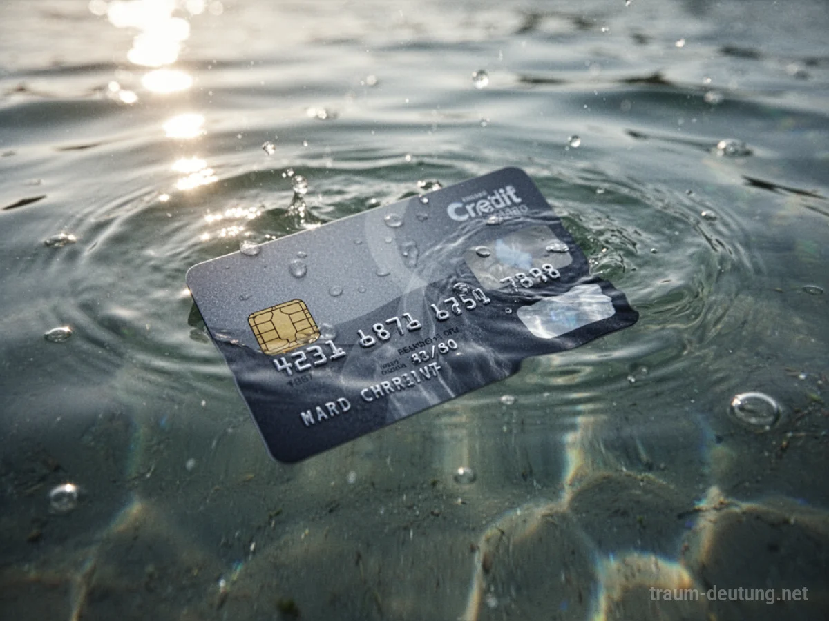 Eine Kreditkarte liegt im Wasser, teilweise untergetaucht.