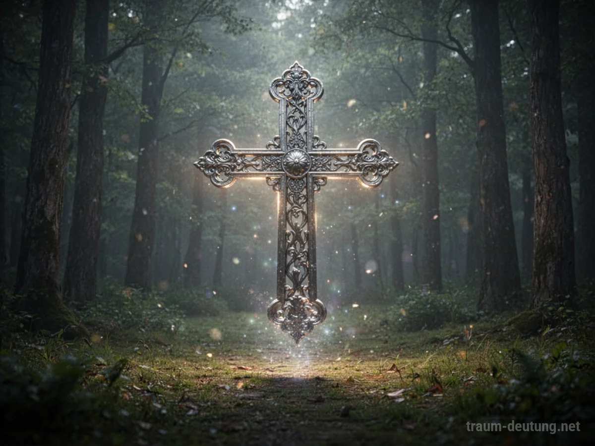 Ein großes Kreuz materialisiert sich plötzlich in einem Wald.