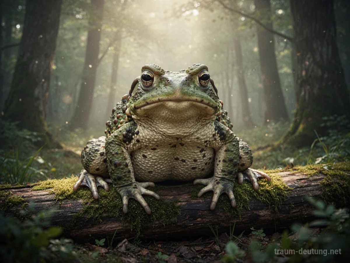 Eine sprechende Kröte sitzt in einem mystischen Wald.