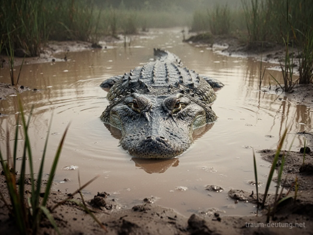 Krokodil lugt aus schlammigem Wasser im Traum