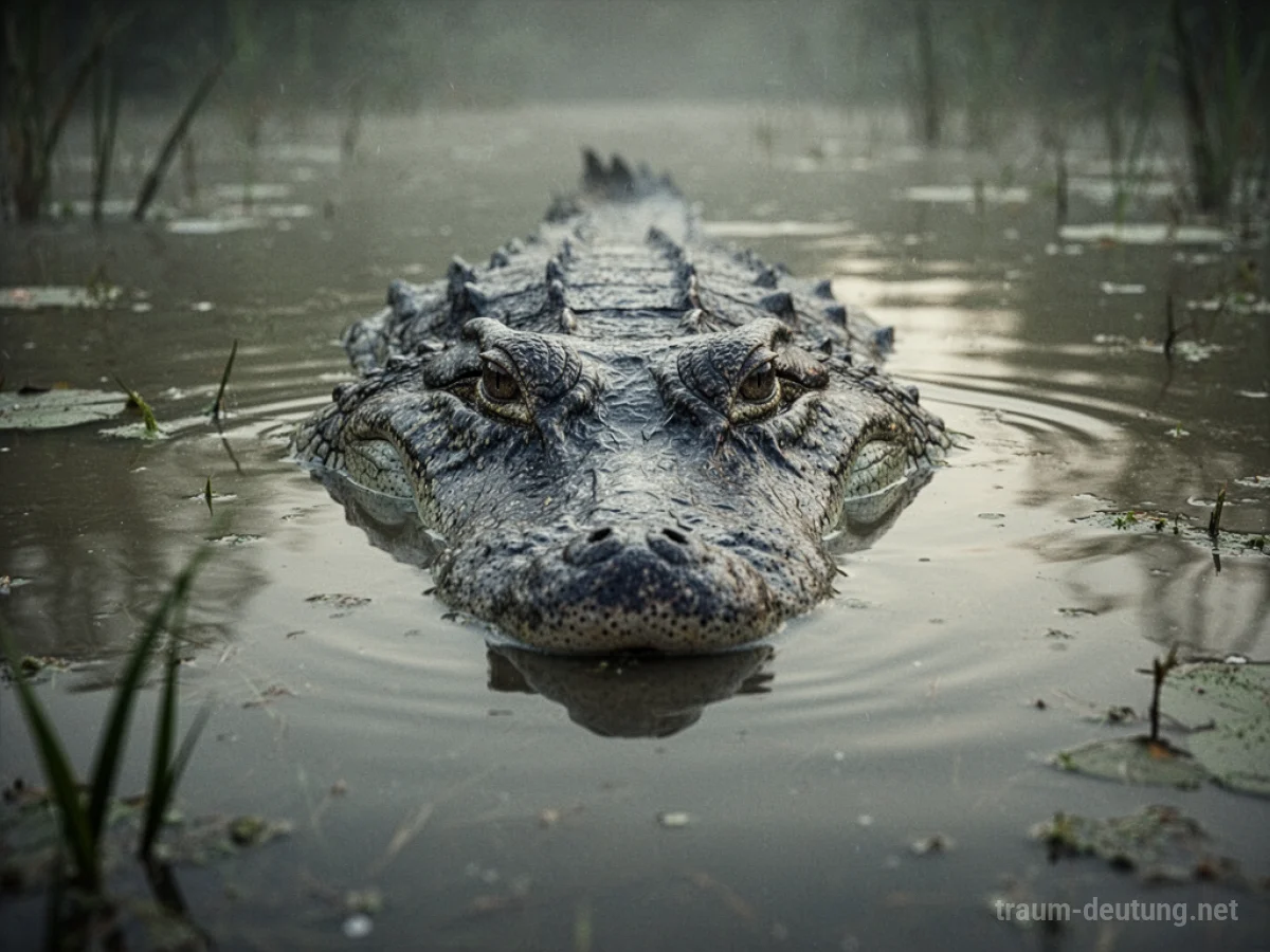 Krokodil lauert im trüben Wasser, nur Augen und Schnauze sichtbar