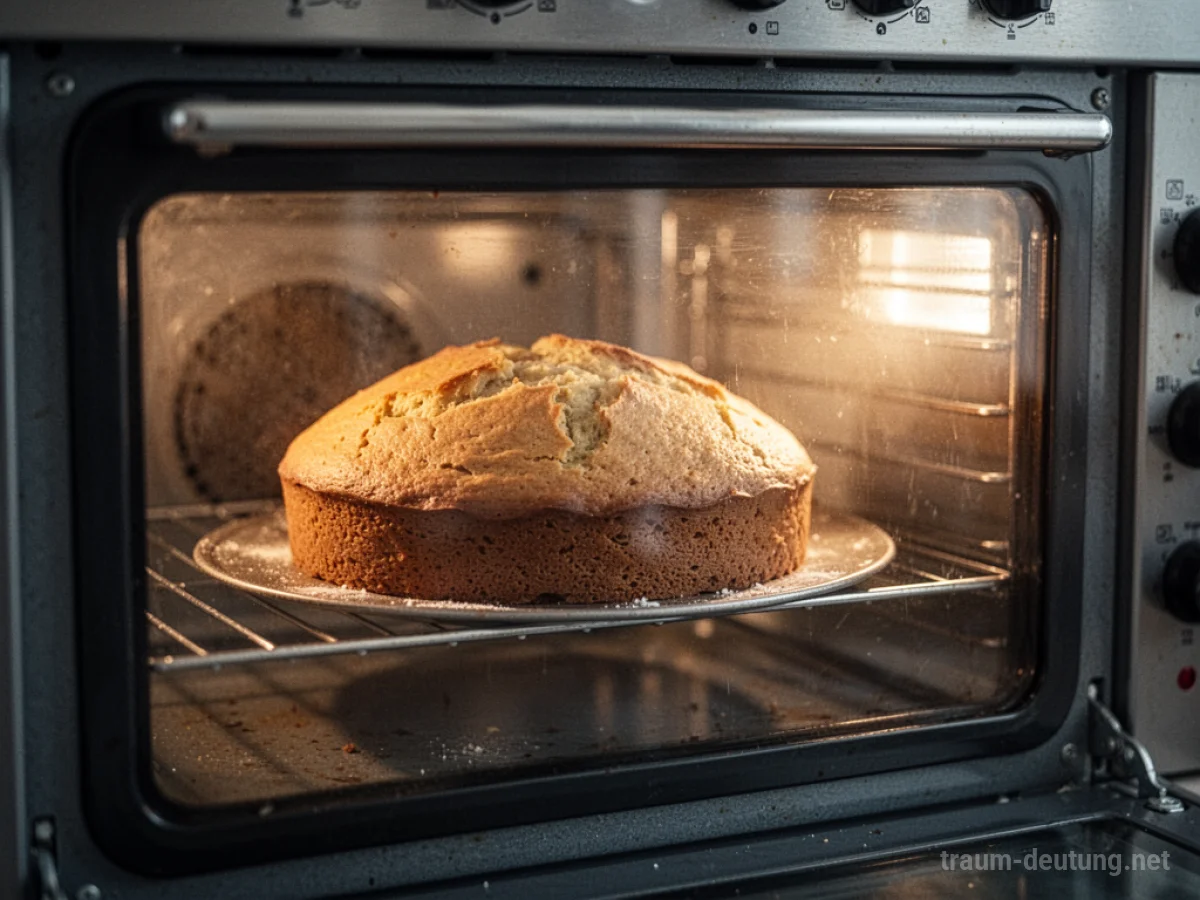 Kuchenteig im heißen Ofen, deutet auf bevorstehende Ergebnisse hin