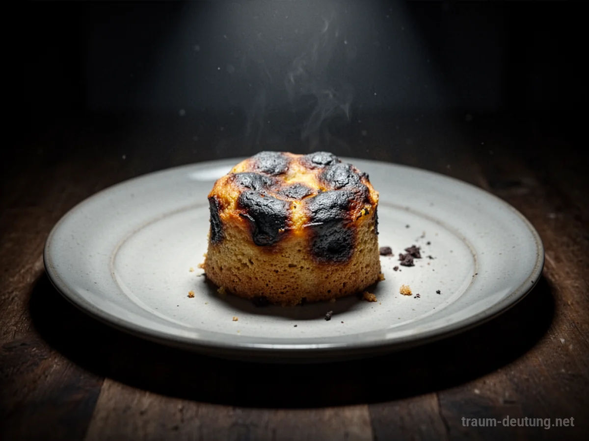 Ein zu kleiner Kuchen auf einem großen Teller in gedämpftem Licht.