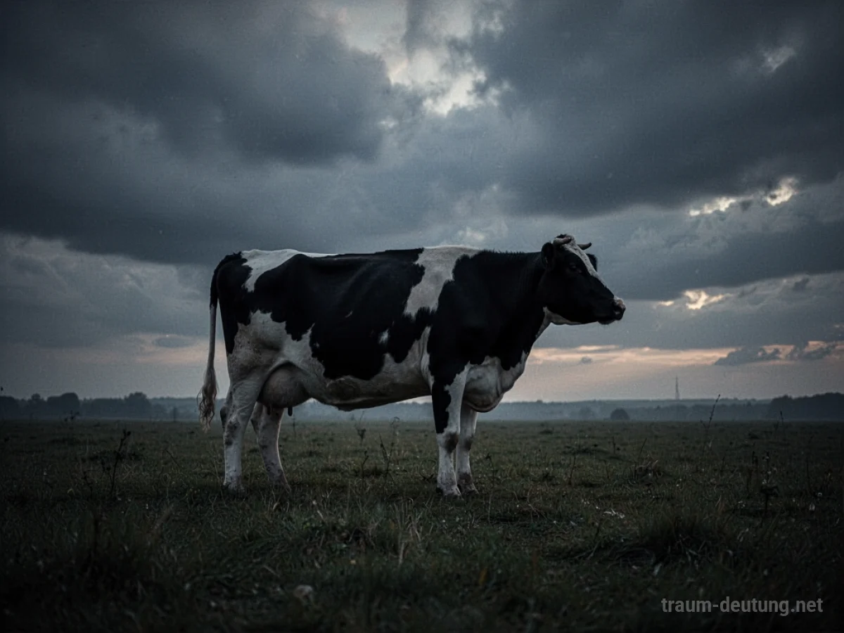 Silhouette einer Kuh in einem dunklen Feld, symbolisch für die Auseinandersetzung mit Instinkten.