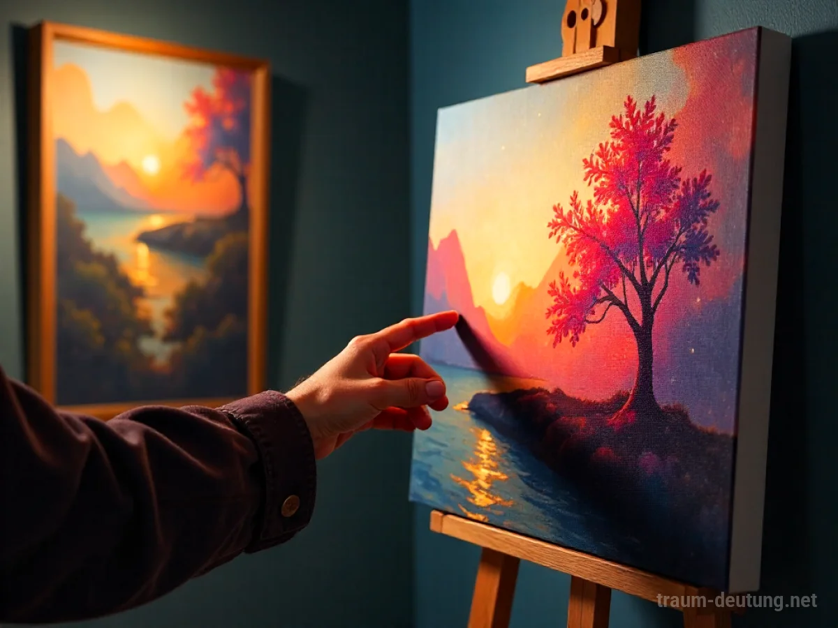 Hand berührt abstrakte Kunst in einer Galerie