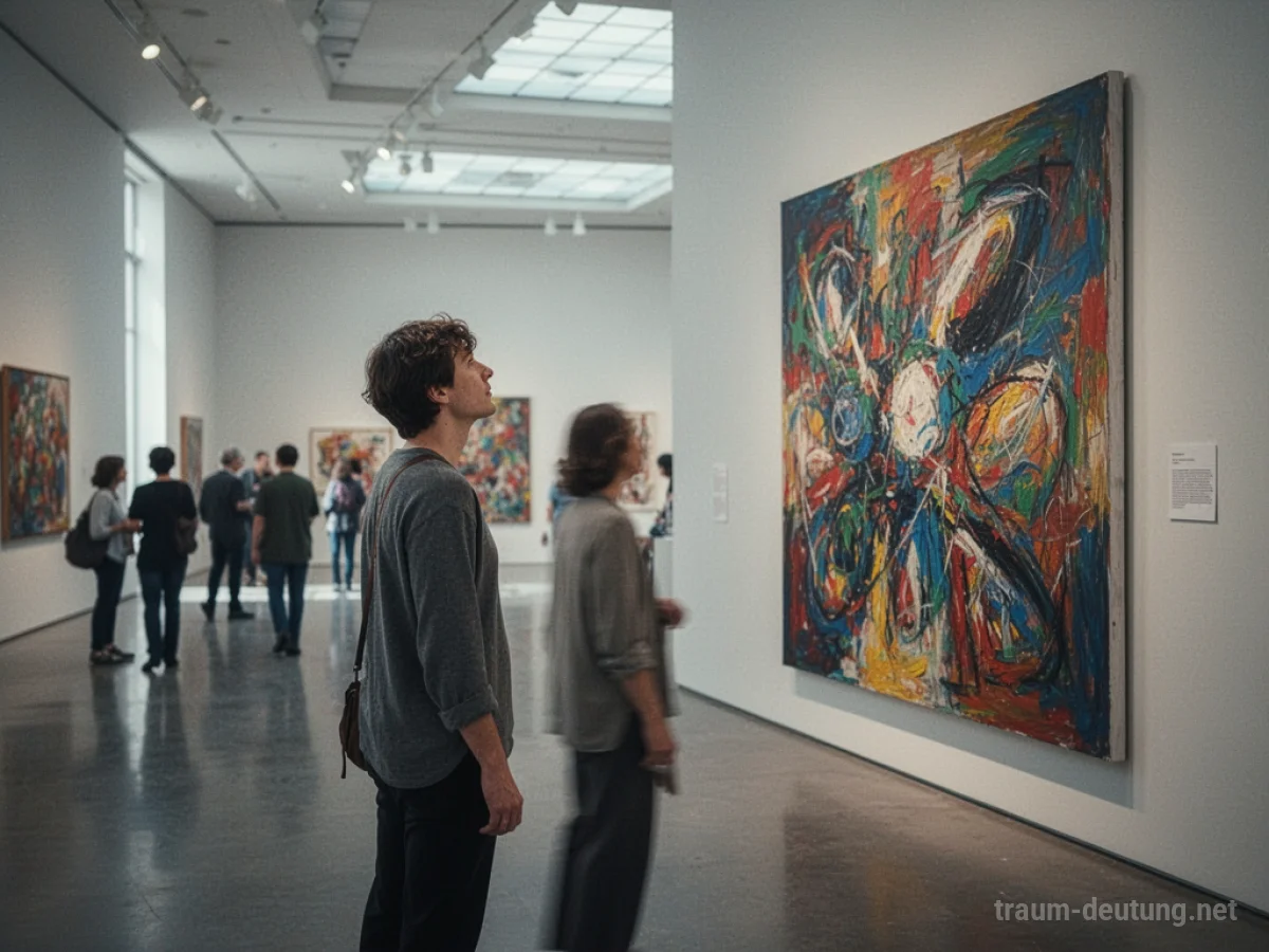 Person betrachtet ein Kunstwerk in einer Galerie