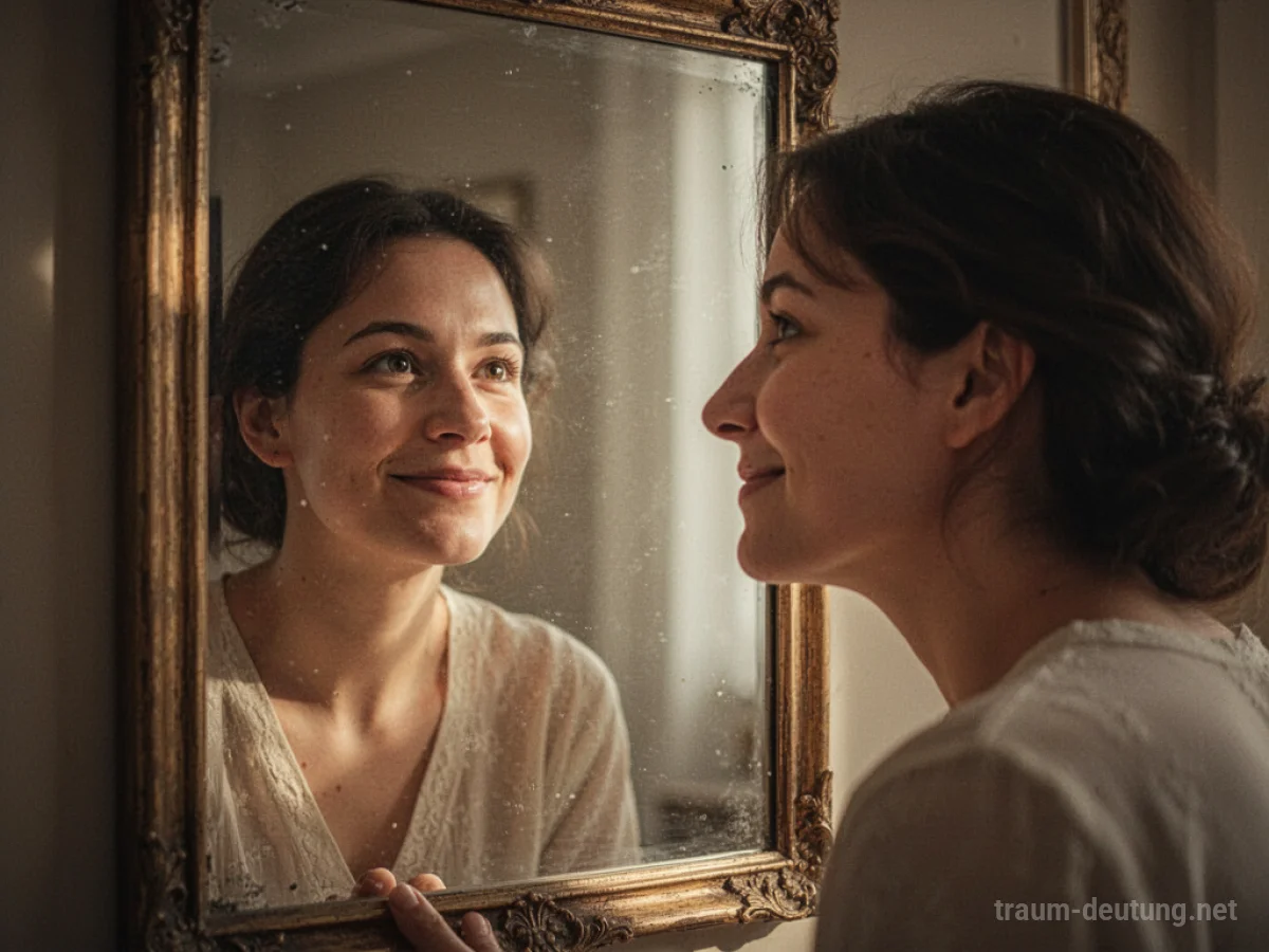 Spiegelbild einer Person, die sich im Traum schön findet