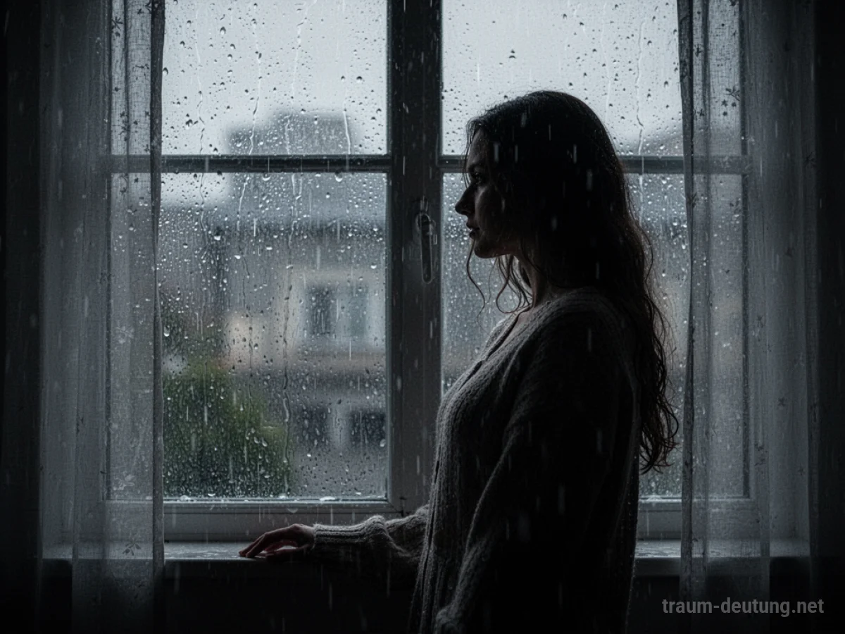 Silhouette einer Frau, die aus einem Fenster blickt