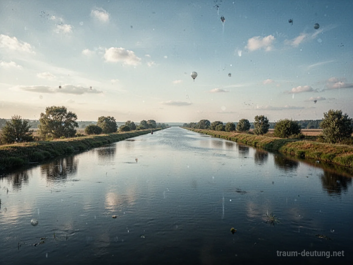 Ein riesiger Kanal, der sich unter einem klaren Himmel in die Ferne erstreckt.